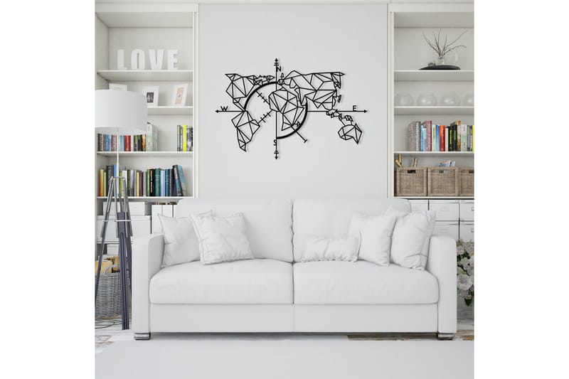 World Map Metal Decor 2 Vægdekor - Sort - Boligtilbehør - Vægdekoration - Skilt - Emaljeskilte