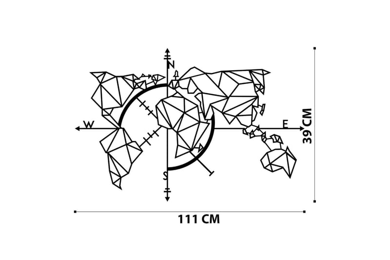 World Map Metal Decor 2 Vægdekor - Sort - Boligtilbehør - Vægdekoration - Skilt - Emaljeskilte