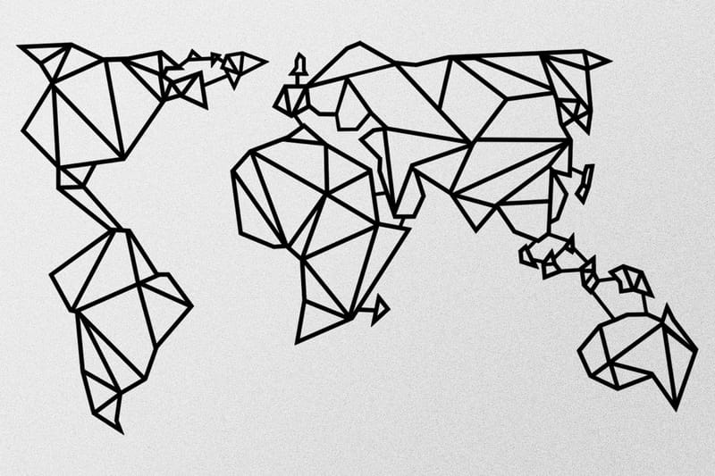 World Map Metal Decor 4 Vægdekor - Sort - Boligtilbehør - Vægdekoration - Skilt - Emaljeskilte