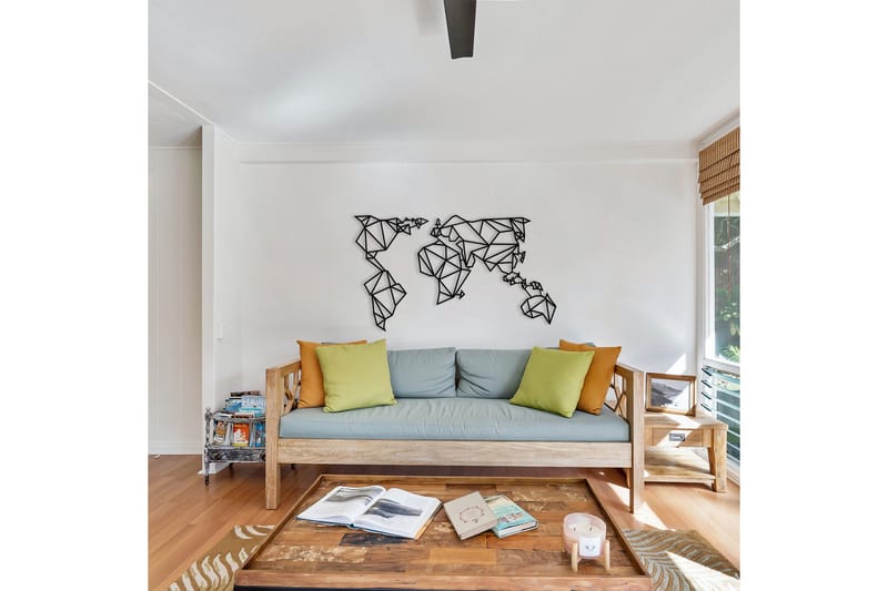 World Map Metal Decor 4 Vægdekor - Sort - Boligtilbehør - Vægdekoration - Skilt - Emaljeskilte
