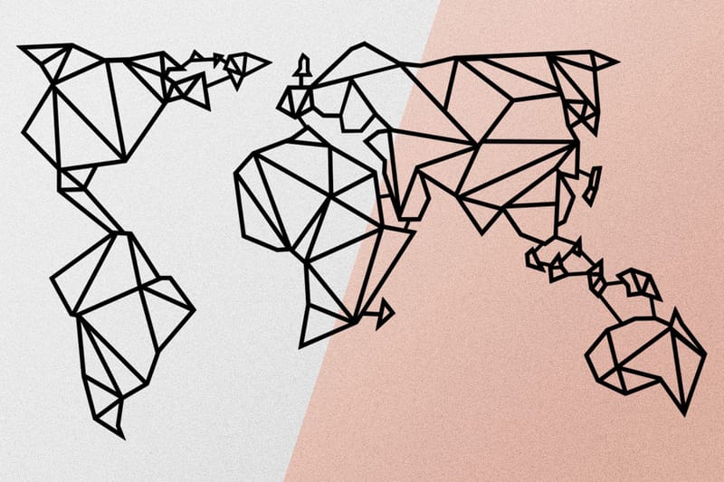 World Map Metal Decor 4 Vægdekor - Sort - Boligtilbehør - Vægdekoration - Skilt - Emaljeskilte