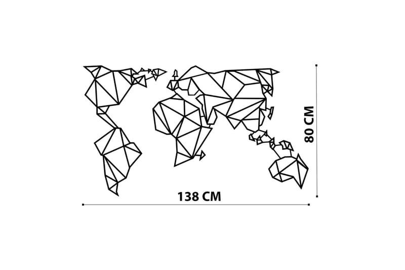 World Map Metal Decor 4 Vægdekor - Sort - Boligtilbehør - Vægdekoration - Skilt - Emaljeskilte