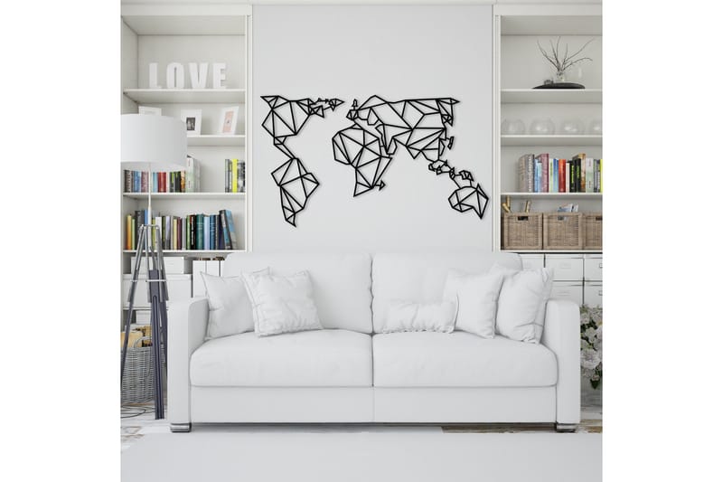 World Map Metal Decor 4 Vægdekor - Sort - Boligtilbehør - Vægdekoration - Skilt - Emaljeskilte