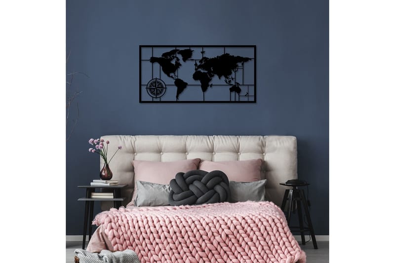 World Map Metal Decor 7 Vægdekor - Sort - Boligtilbehør - Vægdekoration - Skilt - Emaljeskilte