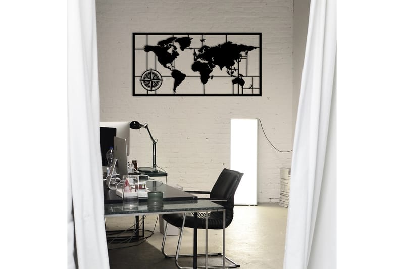 World Map Metal Decor 7 Vægdekor - Sort - Boligtilbehør - Vægdekoration - Skilt - Emaljeskilte