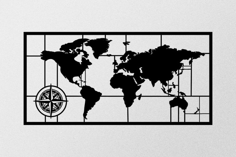 World Map Metal Decor 7 Vægdekor - Sort - Boligtilbehør - Vægdekoration - Skilt - Emaljeskilte