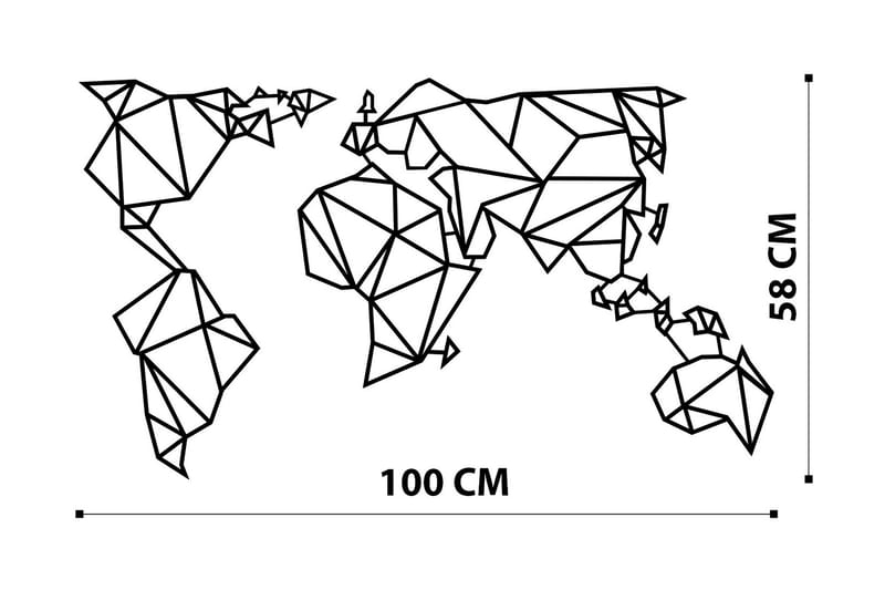 World Map Metal Decor Vægdekor - Sort - Boligtilbehør - Vægdekoration - Skilt - Emaljeskilte
