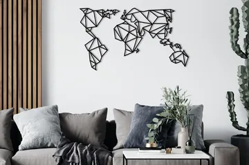 World Map Metal Decor Vægdekor - Sort - Boligtilbehør - Vægdekoration - Skilt - Emaljeskilte