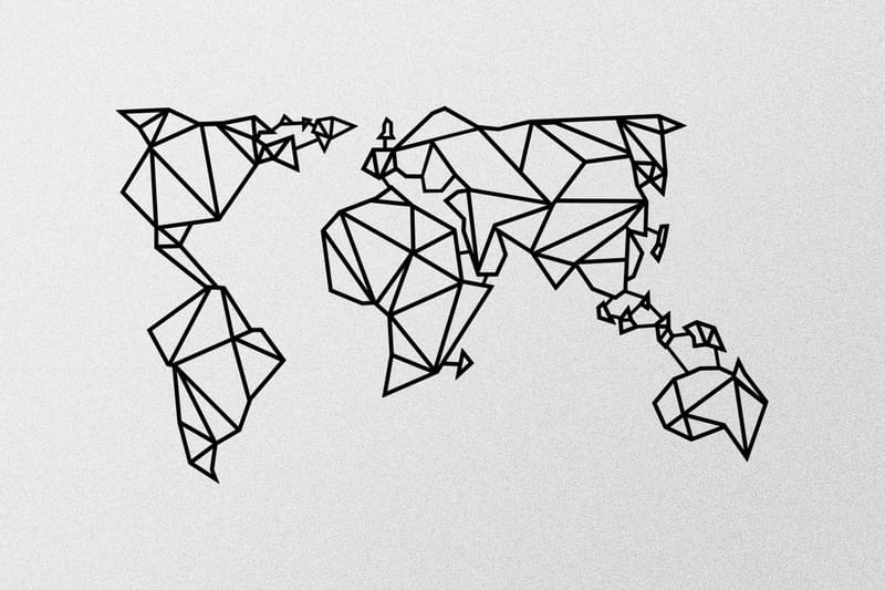 World Map Metal Decor Vægdekor - Sort - Boligtilbehør - Vægdekoration - Skilt - Emaljeskilte