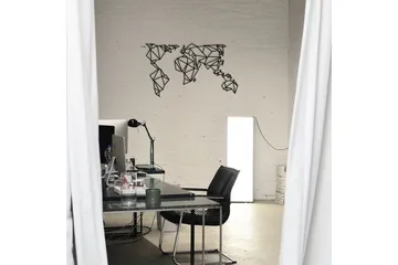 World Map Metal Decor Vægdekor - Sort - Boligtilbehør - Vægdekoration - Skilt - Emaljeskilte