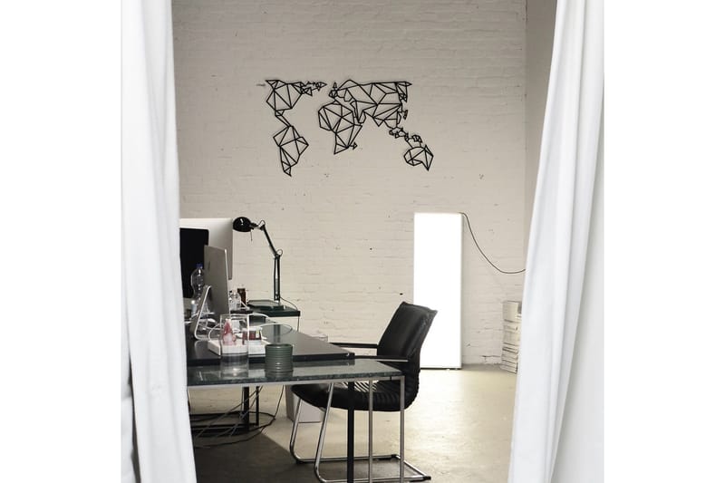 World Map Metal Decor Vægdekor - Sort - Boligtilbehør - Vægdekoration - Skilt - Emaljeskilte
