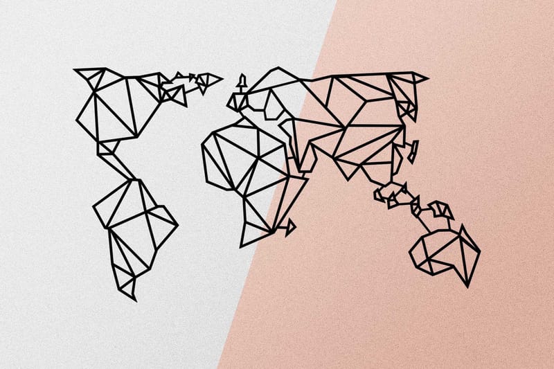 World Map Metal Decor Vægdekor - Sort - Boligtilbehør - Vægdekoration - Skilt - Emaljeskilte