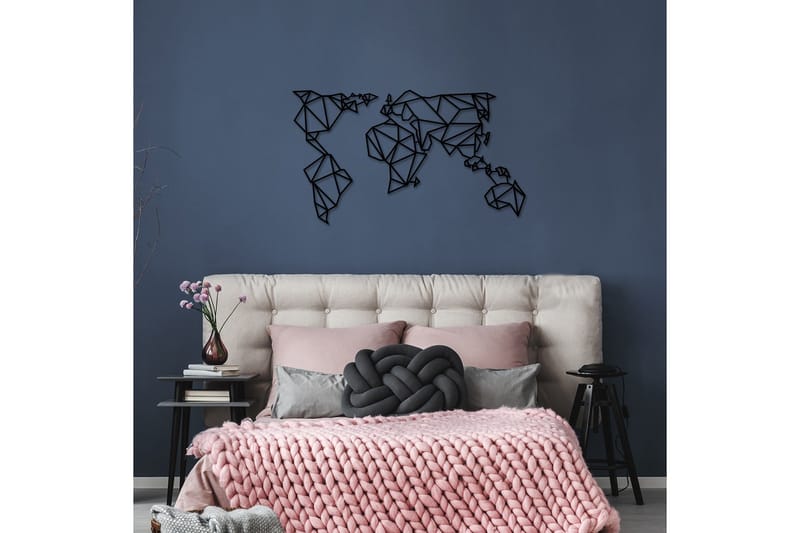 World Map Metal Decor Vægdekor - Sort - Boligtilbehør - Vægdekoration - Skilt - Emaljeskilte