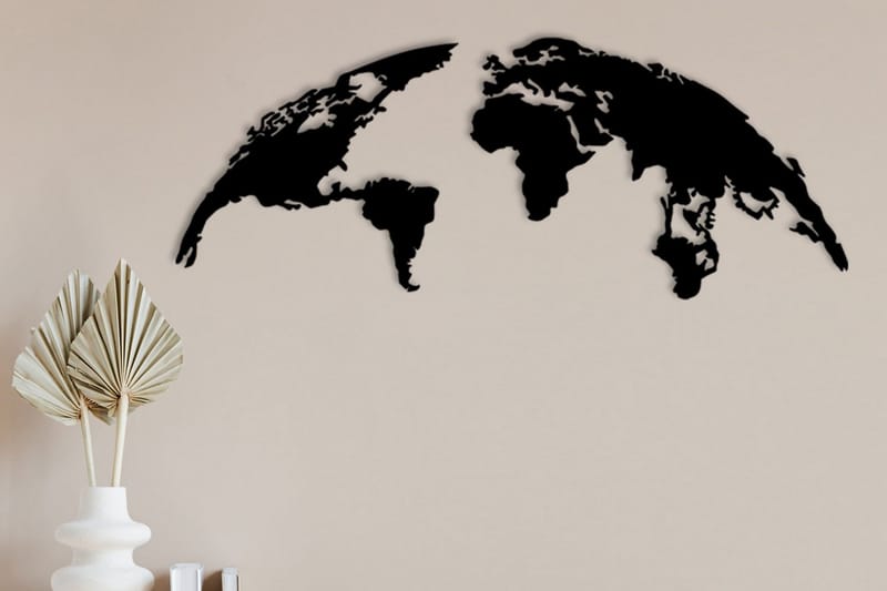 World Map Small 100 cm Vægdekor - Sort - Boligtilbehør - Vægdekoration - Skilt - Emaljeskilte