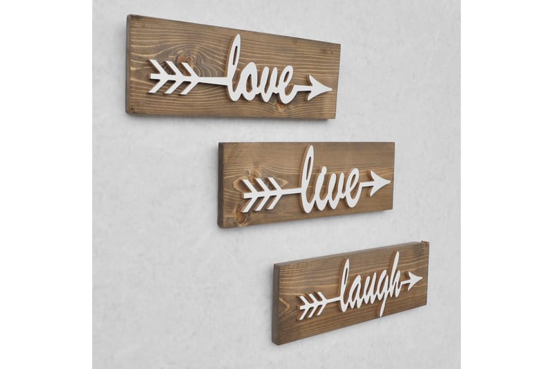 Evila vægdekoration 'Love Live Laugh' - Træ - Boligtilbehør - Vægdekoration - Skilt - Dørskilt