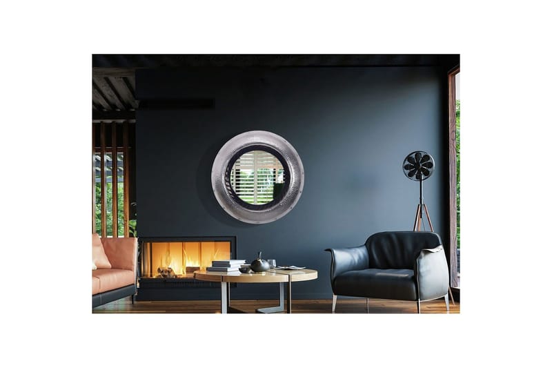 Spejl Wohnling Moderne bølgeformet metalramme rund 74 cm - Boligtilbehør - Spejle - Vægspejl