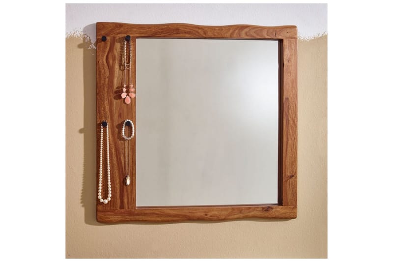 Spejl Wohnling Trækant ramme i massivt træ med kroge landstil - Boligtilbehør - Spejle - Vægspejl