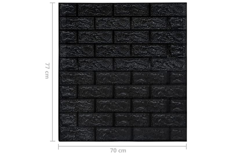 3D vægklistermærker 10 stk. selvklæbende murstensdesign sort - Sort - Boligtilbehør - Vægdekoration - Tapeter - Fototapeter