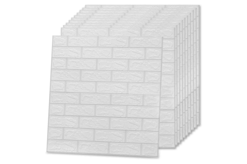 3D vægklistermærker 10 stk. selvklæbende murstensdesign hvid - Hvid - Fototapeter
