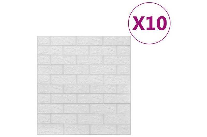 3D vægklistermærker 10 stk. selvklæbende murstensdesign hvid - Hvid - Boligtilbehør - Vægdekoration - Tapeter - Fototapeter