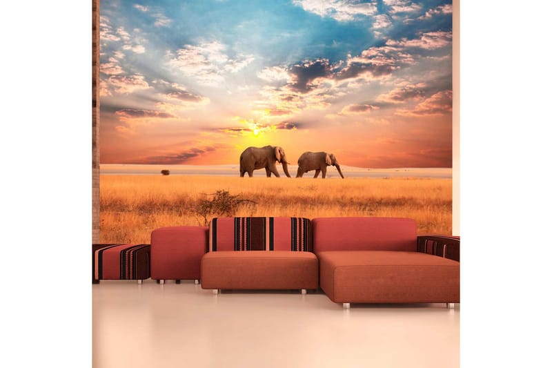 Canvastavle afrikanske Savannah Elefanter 250x193 - Artgeist sp. z o. o. - Boligtilbehør - Vægdekoration - Tapeter - Fototapeter