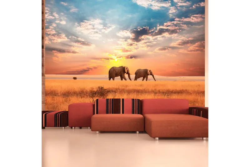 Canvastavle afrikanske Savannah Elefanter 250x193 - Artgeist sp. z o. o. - Boligtilbehør - Vægdekoration - Tapeter - Fototapeter