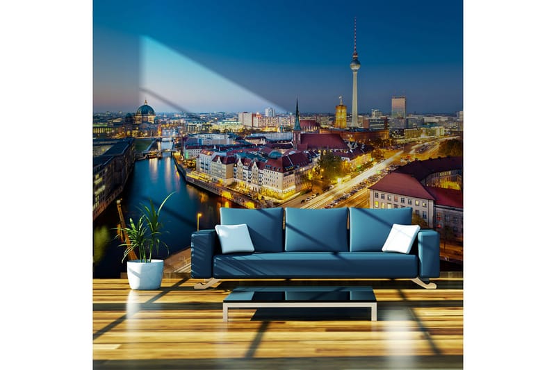 Canvastavle Berlin udsigt fra Fischerinsel nat 200x154 - Artgeist sp. z o. o. - Boligtilbehør - Vægdekoration - Tapeter - Fototapeter