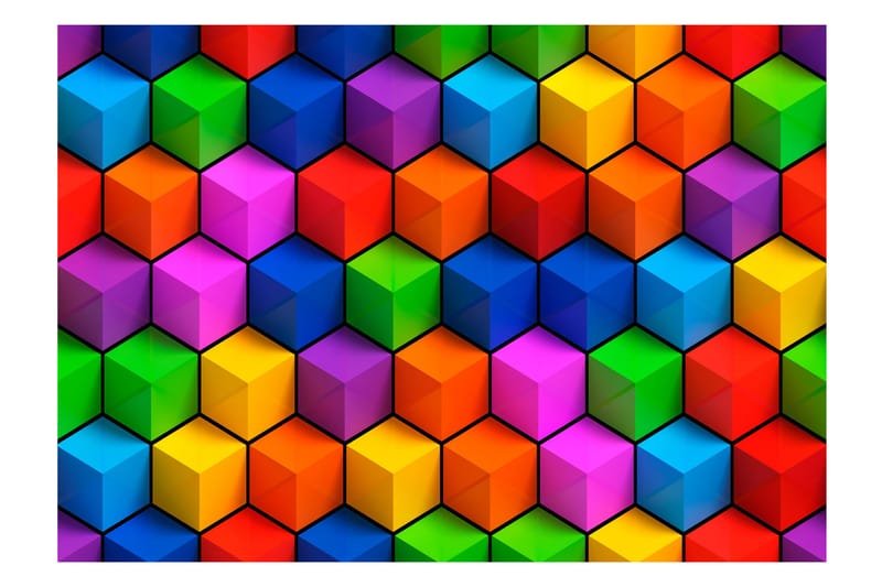 Canvastavle farverige geometriske kasser 200x140 - Artgeist sp. z o. o. - Fototapeter