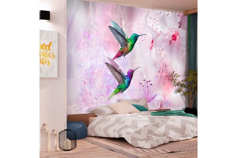 Canvastavle farverige kolibrier lilla 150x105 - Artgeist sp. z o. o. - Fototapeter