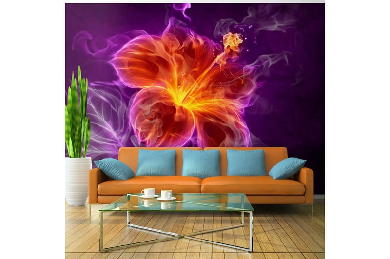 Canvastavle Fiery Flower i lilla 100x70 - Artgeist sp. z o. o. - Fototapeter