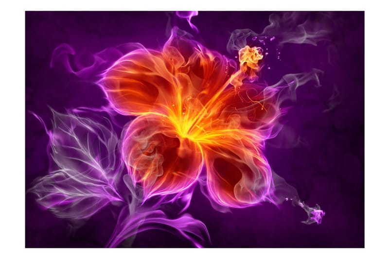 Canvastavle Fiery Flower i lilla 100x70 - Artgeist sp. z o. o. - Fototapeter