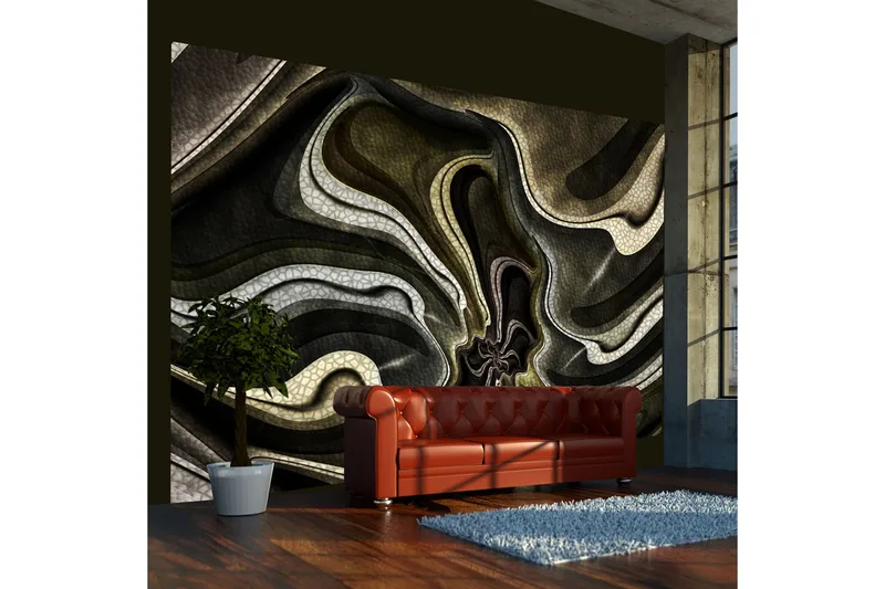 Canvastavle grøn og brun tekstureret fraktal 200x154, Artgeist sp. z o. o.