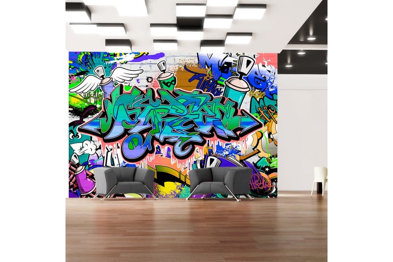 Canvastavle Graffiti Blue Theme 250x175 - Artgeist sp. z o. o. - Boligtilbehør - Vægdekoration - Tapeter - Fototapeter