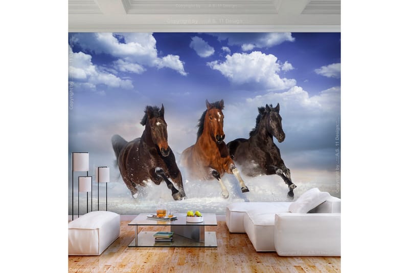 Canvastavle Heste i sne 350x245 - Artgeist sp. z o. o. - Boligtilbehør - Vægdekoration - Tapeter - Fototapeter