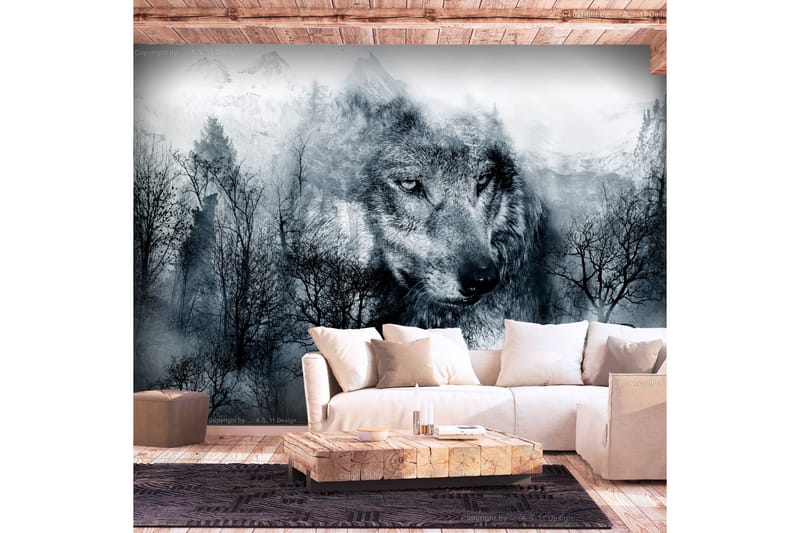 Canvastavle Mountain Predator sort og hvid 350x245 - Artgeist sp. z o. o. - Boligtilbehør - Vægdekoration - Tapeter - Fototapeter