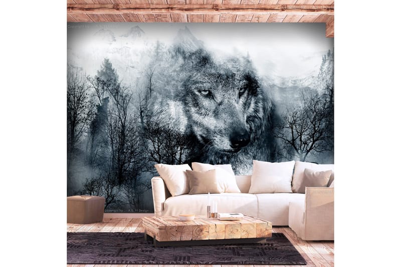 Canvastavle Mountain Predator sort og hvid 400x280 - Artgeist sp. z o. o. - Boligtilbehør - Vægdekoration - Tapeter - Fototapeter