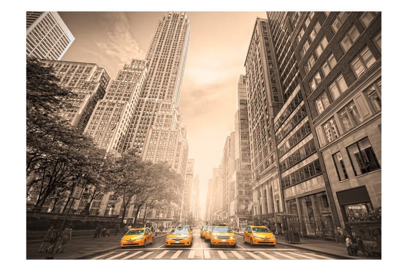 Canvastavle New York Taxi Sepia 250x175 - Artgeist sp. z o. o. - Boligtilbehør - Vægdekoration - Tapeter - Fototapeter