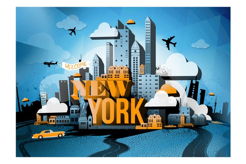 Canvastavle New York Velkommen 100x70 - Artgeist sp. z o. o. - Boligtilbehør - Vægdekoration - Tapeter - Fototapeter