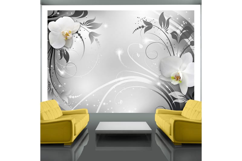 Canvastavle orkideer på sølv 100x70 - Artgeist sp. z o. o. - Fototapeter