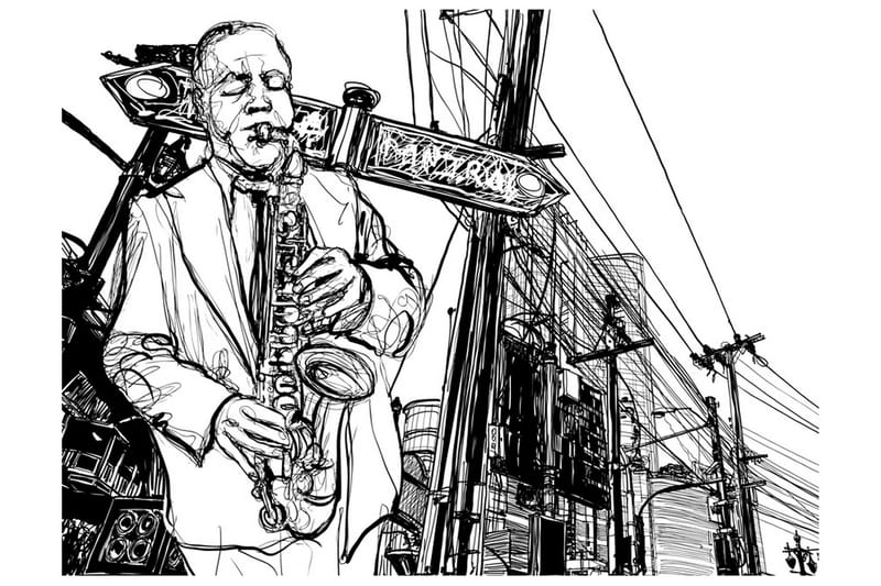 Canvastavle over saxofonvitation på Broadway 200x154, Artgeist sp. z o. o.