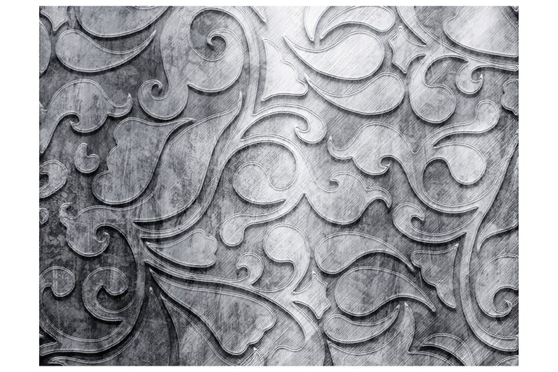 Canvastavle sølv baggrund med blomster mønster 200x154 - Artgeist sp. z o. o. - Fototapeter