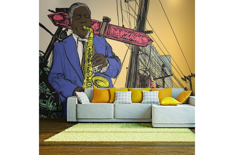 Canvastavle Saxofonist I New York 250x193 - Artgeist sp. z o. o. - Boligtilbehør - Vægdekoration - Tapeter - Fototapeter