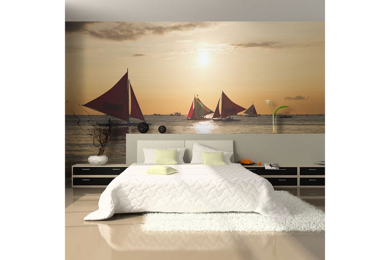 Canvastavle Sejlbåd Sunset 200x154, Artgeist sp. z o. o.