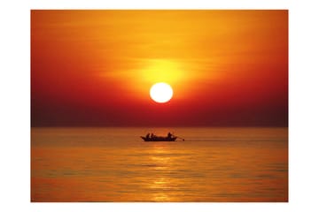 Canvastavle Solnedgang med fiskebåd 200x154 - Artgeist sp. z o. o. - Boligtilbehør - Vægdekoration - Tapeter - Fototapeter