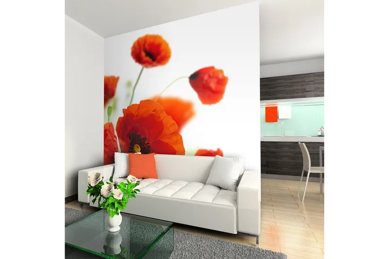 Canvastavle valmue på den Wihite baggrund 200x154, Artgeist sp. z o. o.