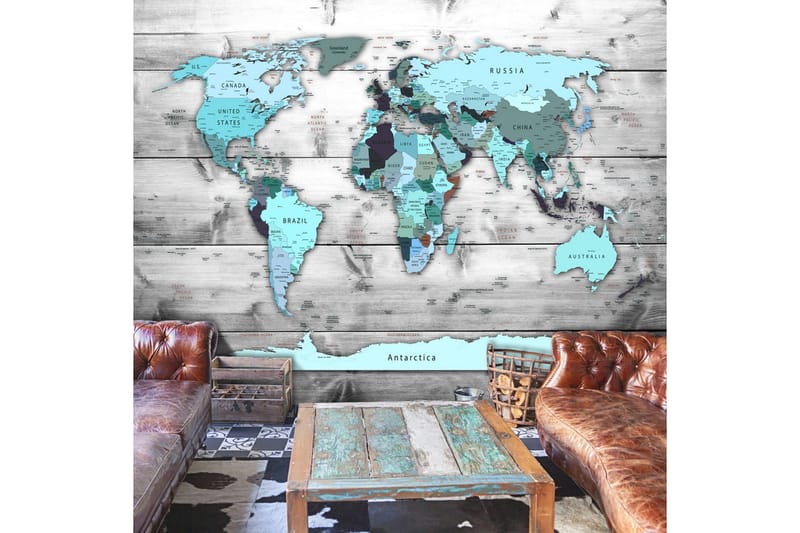 Canvastavle verdenskort blå kontinent 350x245, Artgeist sp. z o. o.