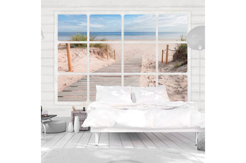 Canvastavle vindue & strand 200x140, Artgeist sp. z o. o.
