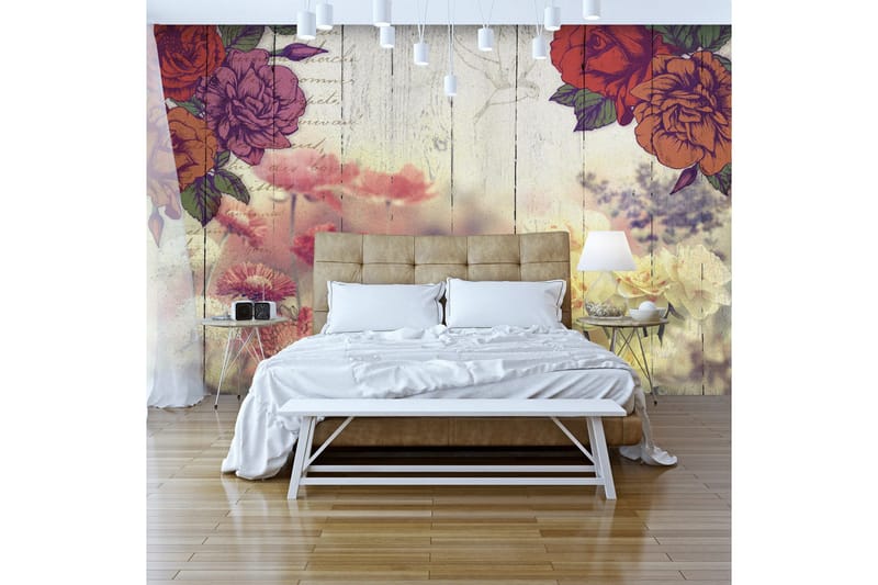 Canvastavle Vintage vintage blomster 200x140, Artgeist sp. z o. o.