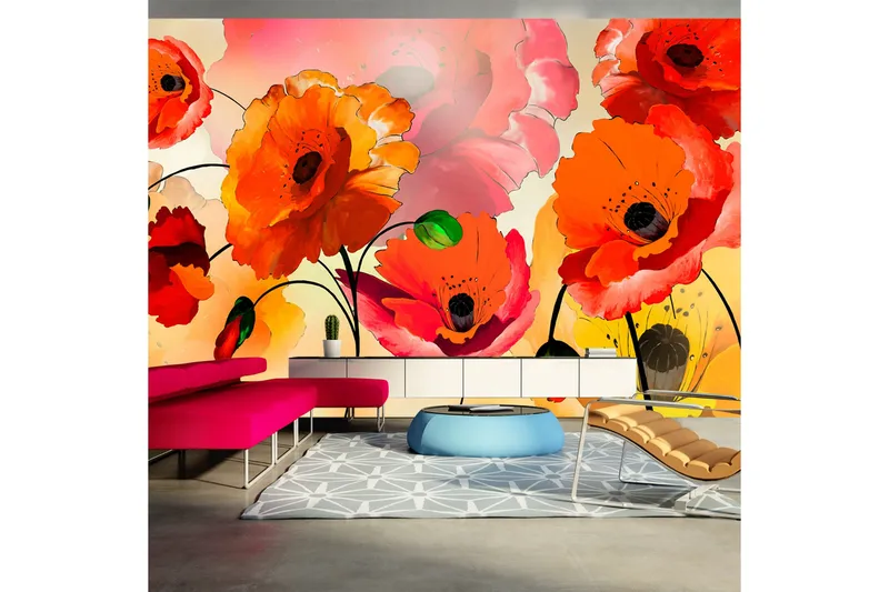 Canvastavle XXL Velour Poppies 500x280, Artgeist sp. z o. o.