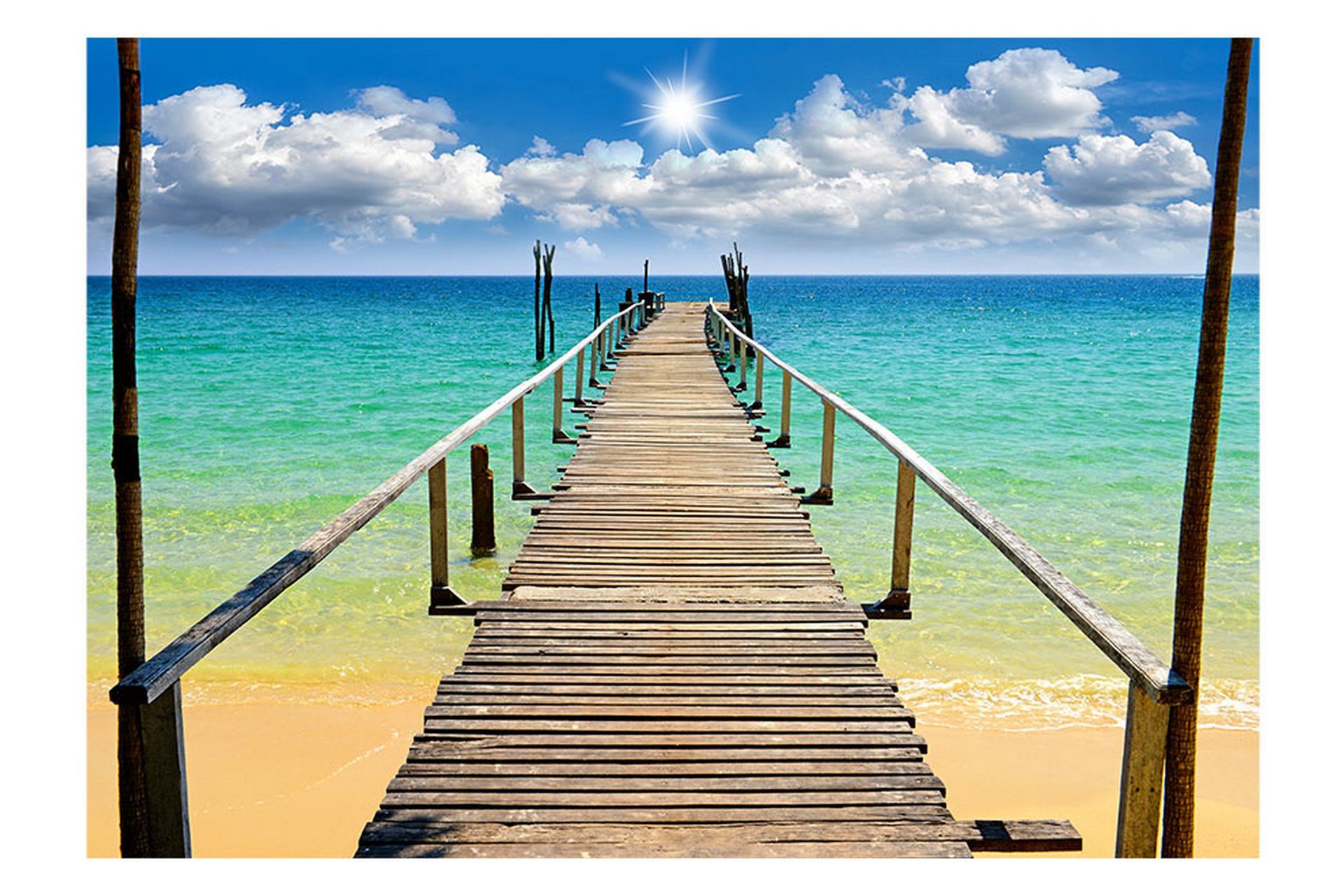 Fototapet Beach Sun Bridge 150x105 - Artgeist sp. z o. o. - Boligtilbehør - Vægdekoration - Tapeter - Fototapeter